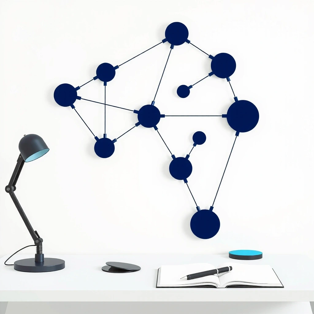 Abstrakcyjna ilustracja sieci neuronalnej w odcieniach niebieskiego